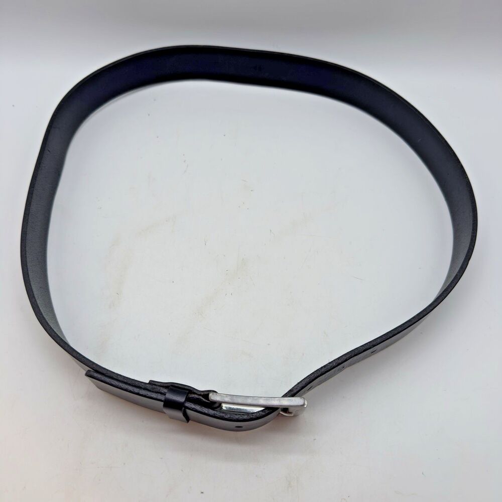 Hugo Boss Black Cow Leather Belt Men's 38 Engraved HB Silver Tone Buckle 5128 - Picture 14 of 14
